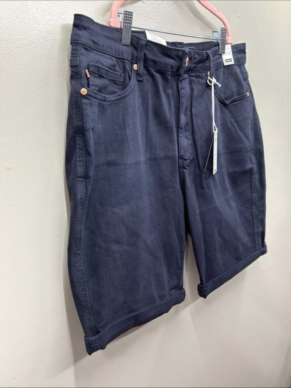 Judy Blue Dark Navy Rolled Hem Jean Shorts - Picture 7 of 12